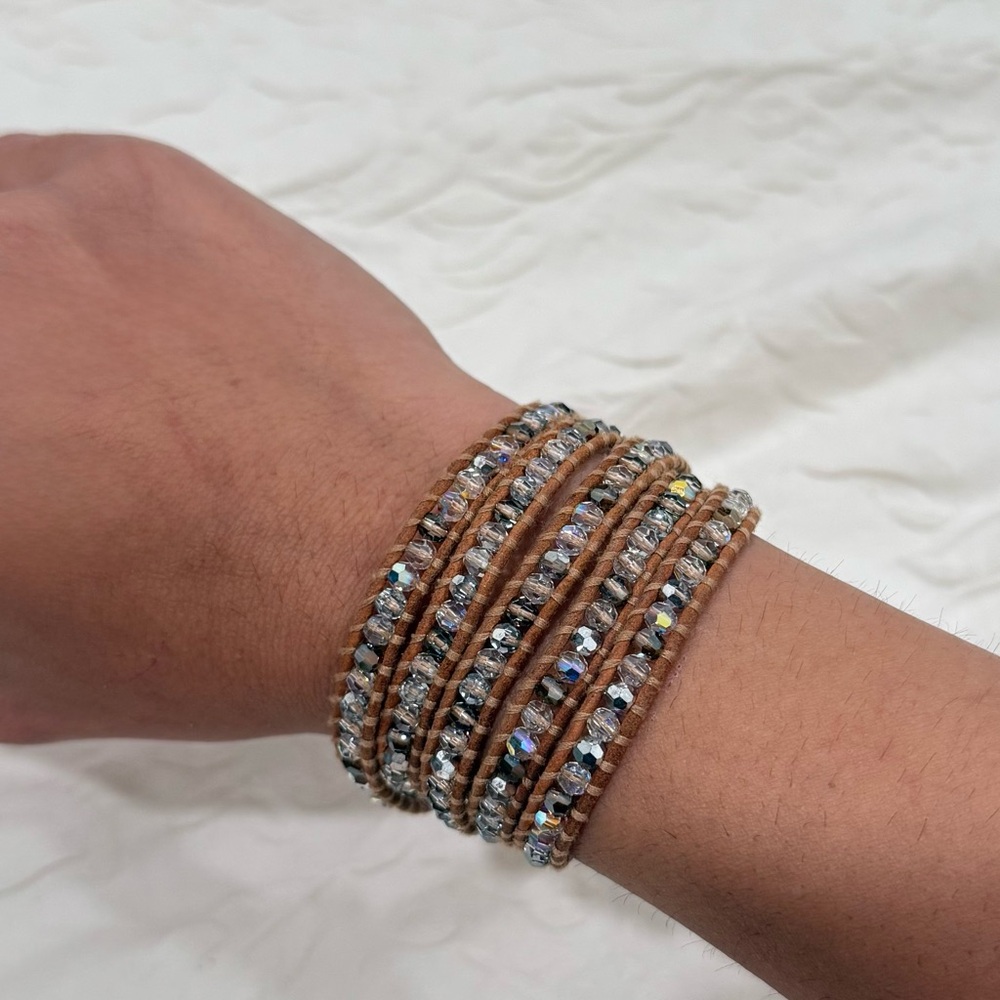 Chan Luu Brown and Silver Wrap Bracelet